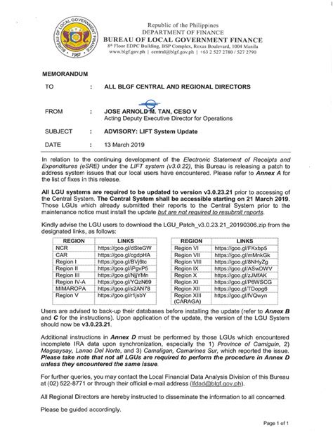 lift central application|Memo Re ADVISORY .